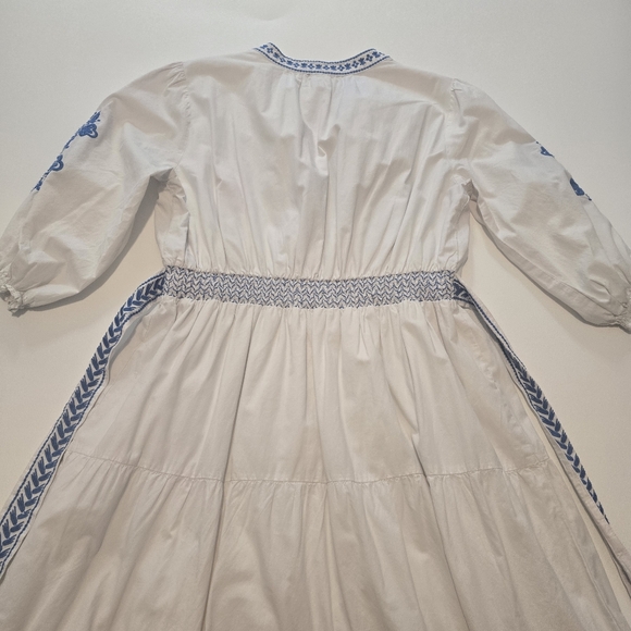 Shoshanna Leilani Dress Cotton Hourglass V-neck 3/4 sleeves Size 12 - Picture 9 of 13